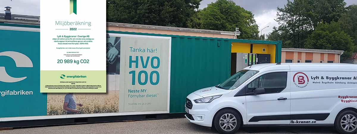 Lyft & Byggkranar tankar med HVO100